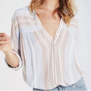 AG Adriano Goldschmied Jess Long Sleeve Striped Peasant Top Shirt XS